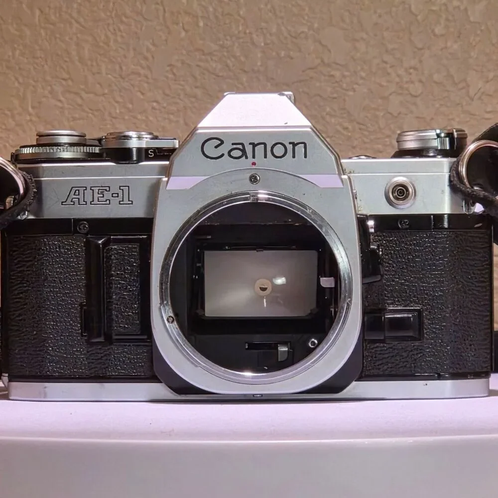 Canon AE-1 Film Camera Tested Working Canon FD 50mm f1.8 Lens Cover Tamrac Strap